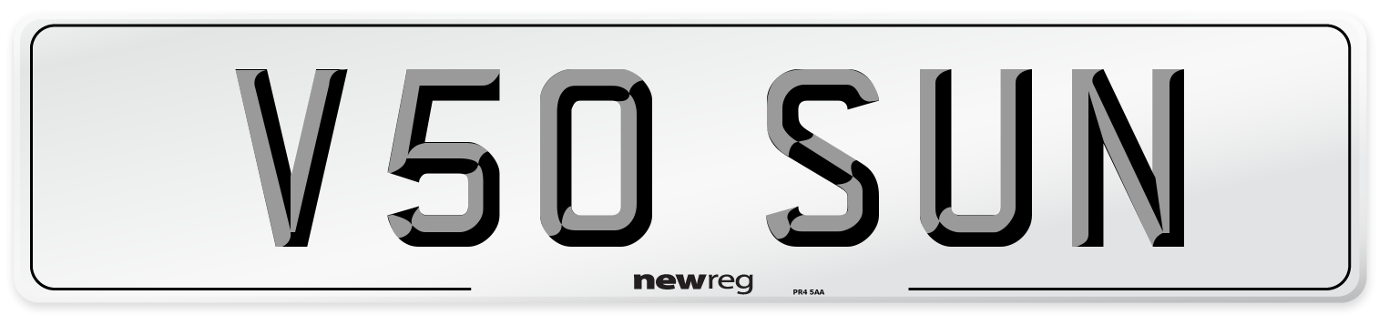 V50 SUN Number Plate from New Reg